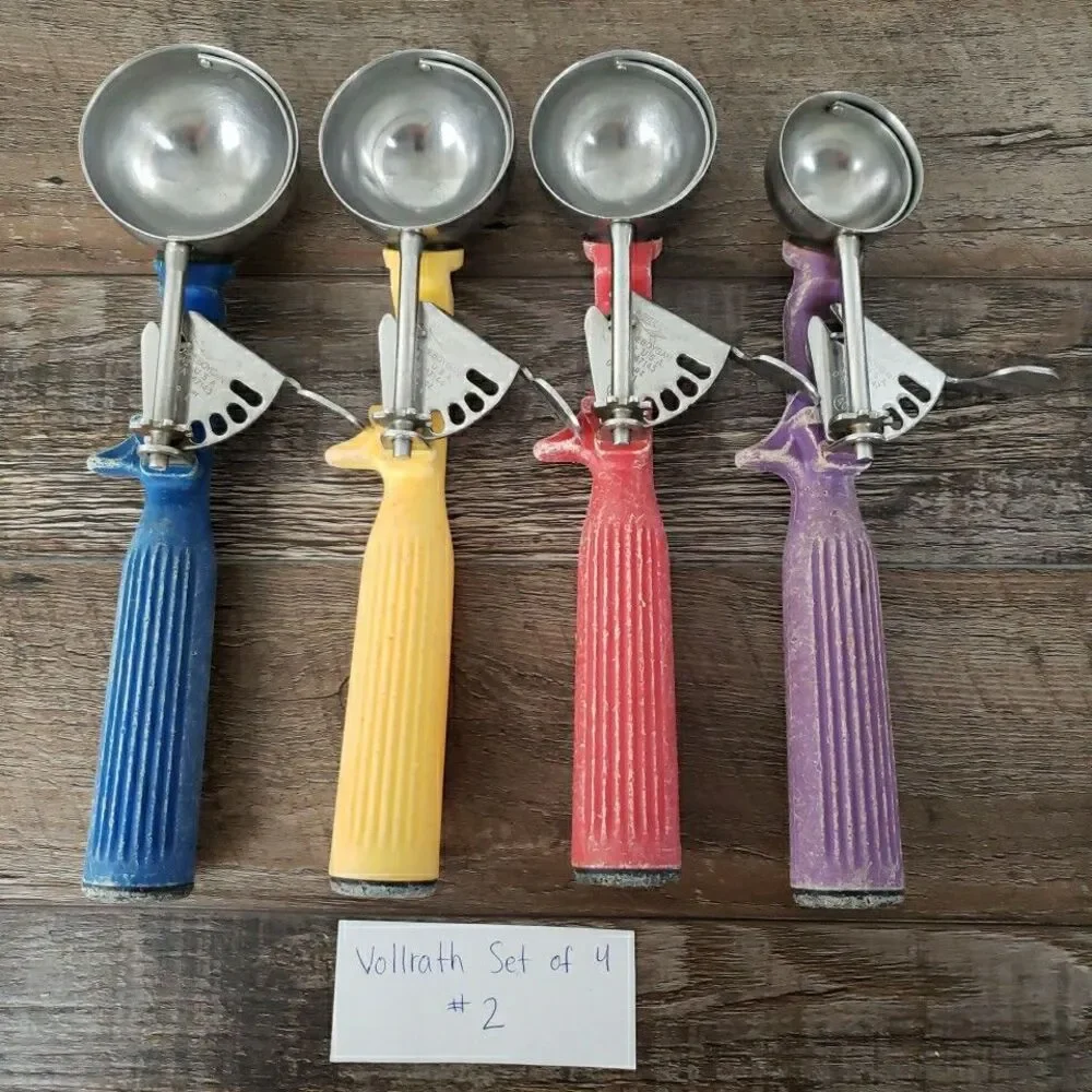Volrath Ice Cream Scoops Set Of 4 Blue Red Yellow Purple Handle Stainless